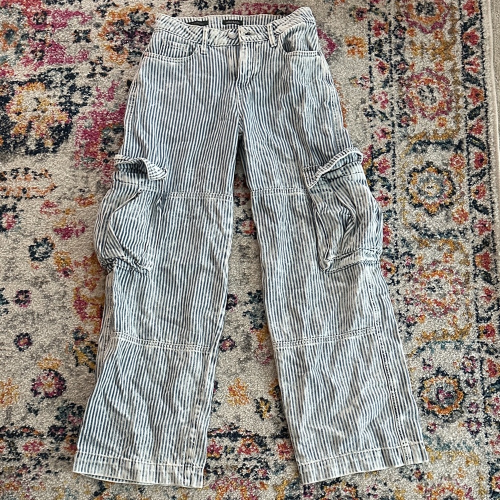 Wild Fable Black and White Striped Flare Jeans